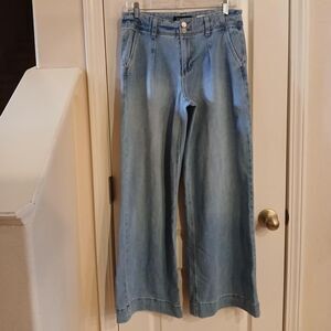 BCBGeneration 2 Button Wide Leg Pleated Denim Blue Jeans 7/28 90s Y2K